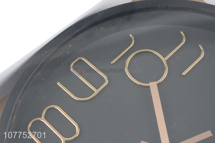 Simple round all black background clock wall clock