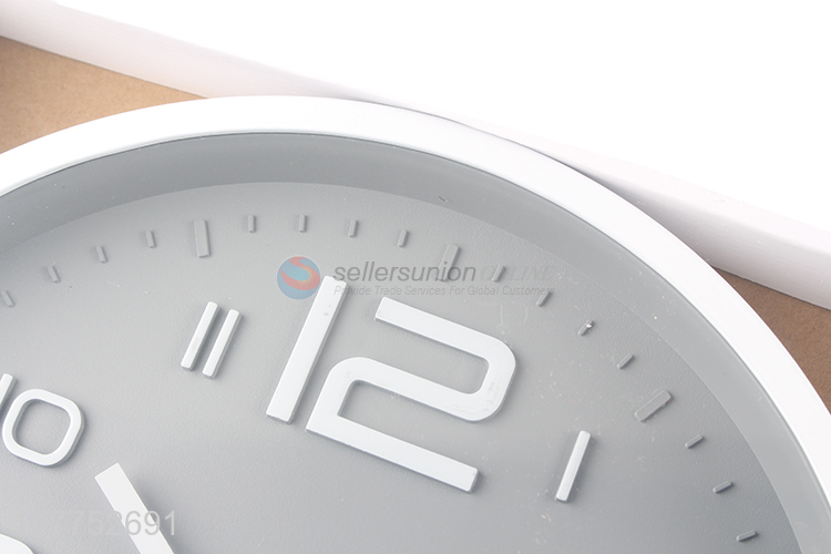 Modern creative round white lettering clock study wall clock