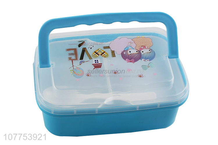 Hot Sale Two Layers Lunch Box With Spoon Fashion Tableware