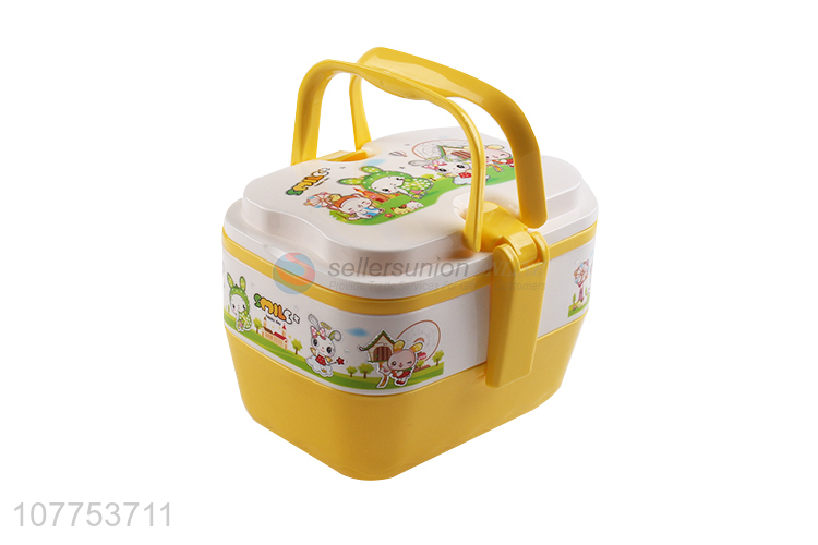 Portable Plastic 3 Layers Lunch Box With Handle Wholesale