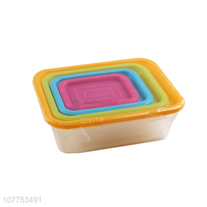 Good Sale 4 Pieces Plastic Preservation Box With Colorful Lids Set