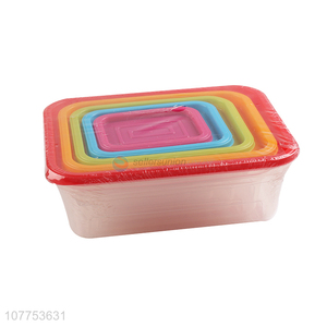 Fashion 5 Pieces Rectangle Crisper Plastic Preservation Box Set