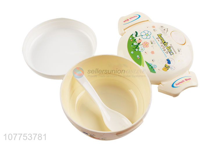 High Quality Two Layers Plastic Lunch Box With Spoon Set