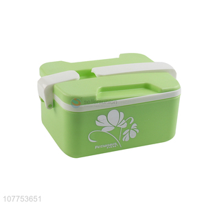 Good Quality Two Layers Rectangle Lunch Box With Plastic Spoon Set