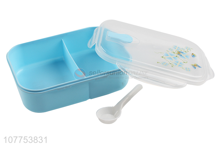 Hot Selling 2 Compartment Lunch Box With Spoon Set