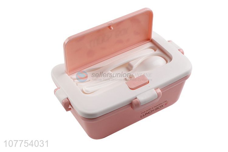 Cool Phone Holder Design Plastic Lunch Box With Spoon And Fork Set