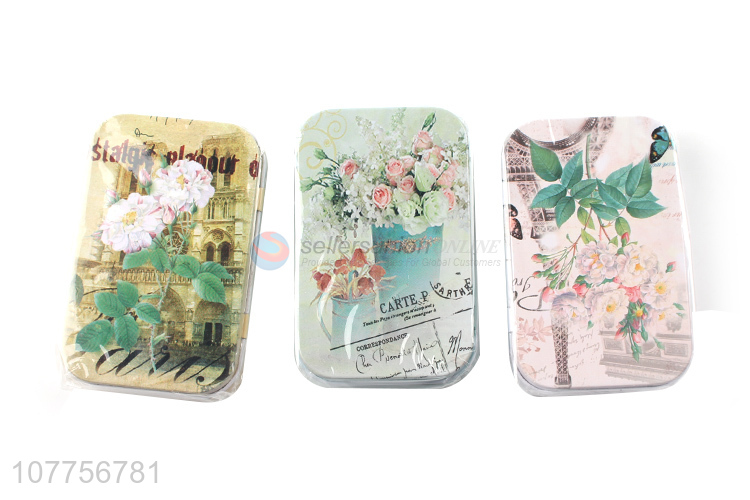 Latest Flower Pattern Tin Box Rectangle Storage Box