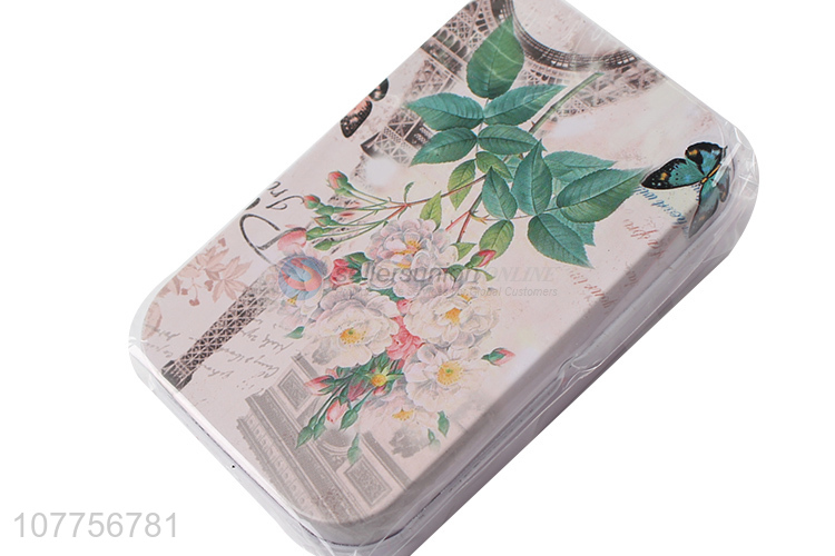 Latest Flower Pattern Tin Box Rectangle Storage Box