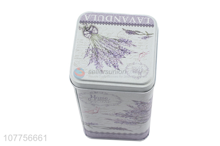 Best Quality Lavandula Pattern Tin Can Storage Box