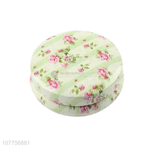 New Design Flower Pattern Round Tin Can Storage Box