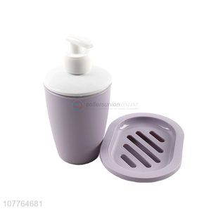 Hot sale household bathroom set plastic soap holder shampoo bottle set