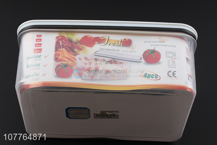 China factory 4 pieces fresh-keeping box food containers for kitchen