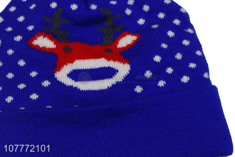 Wholesale christmas short knitted hat wool ball warm hat