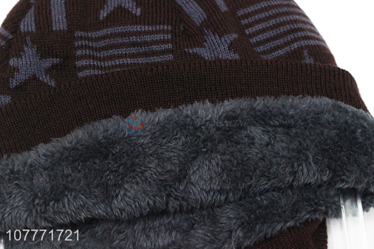 Hot sale knitted woolen cap winter plus cashmere sports cap for men