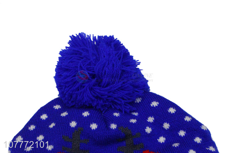 Wholesale christmas short knitted hat wool ball warm hat