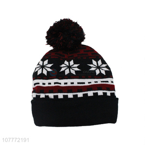 Wholesale black wool ball warm hat casual sports knitted hat