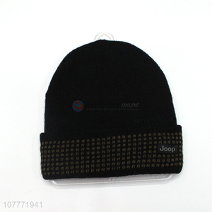 Low price winter knit hat with embroidery hedging cap for men