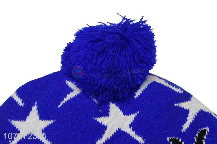 European and American knitted hat thickened fur ball warm hat