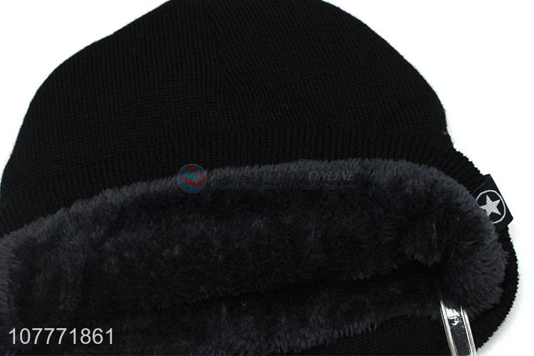 New woolen hat plus velvet thick warm knitted hat for men