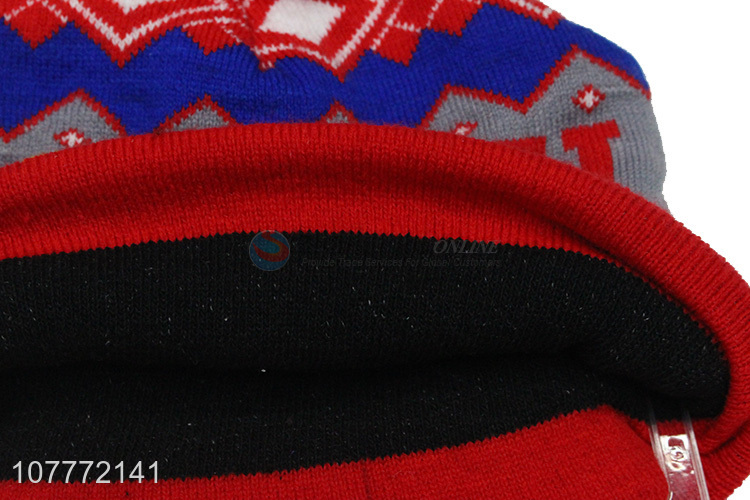 Wholesale men warm adult fur ball knitted hat windproof cap