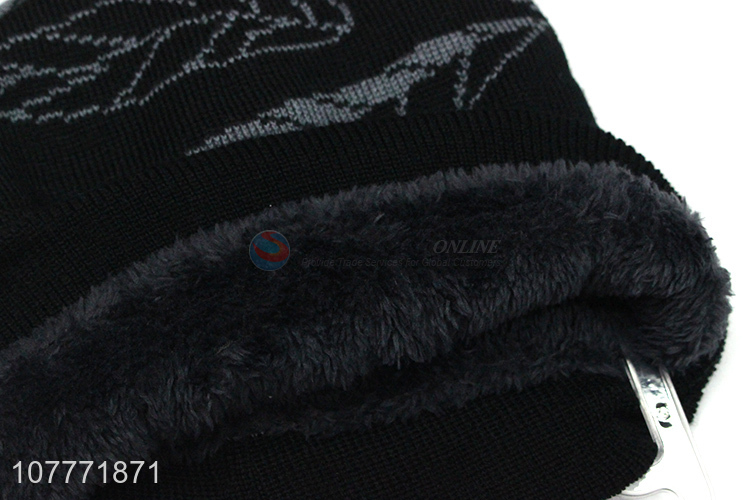 Simple design knitted woolen hat winter plus cashmere sports cap