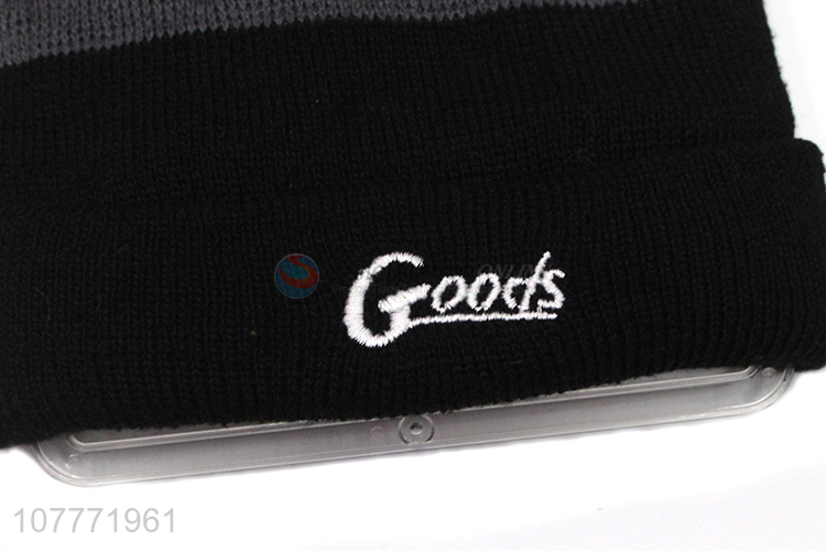 Wholesale black knitted hat Windproof knitted hat for men