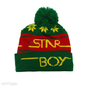 High quality green outdoor warm woolen hat leisure knitted hat