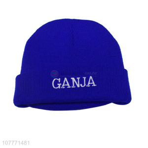 Good quality winter knit hat with embroidery hedging cap for men