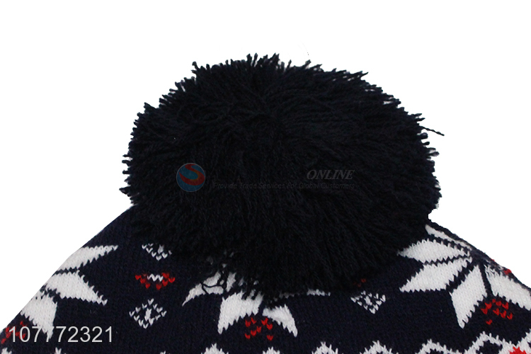 Good quality windproof hat fur ball warm knitted hat