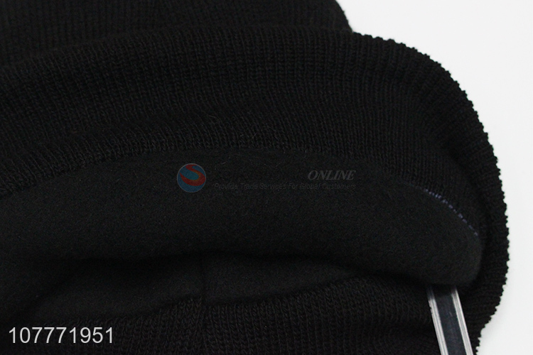 Hot selling outdoor sports casual label knitted hat for men