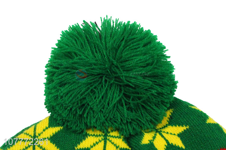 High quality green outdoor warm woolen hat leisure knitted hat