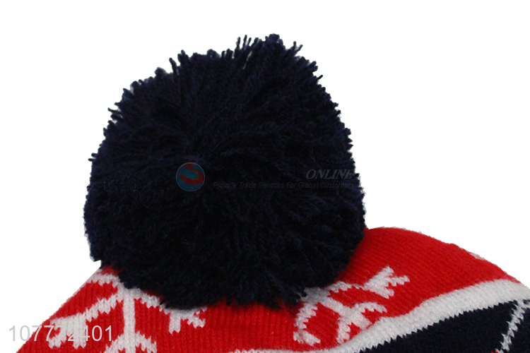 Wholesale christmas wool ball warm hat short knitted hat