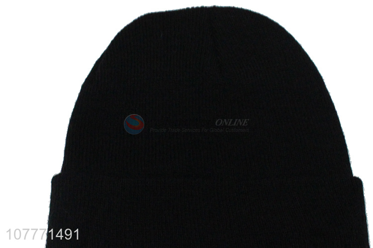Wholesale velvet knitted hat winter outdoor cold-proof embroidery knitted hat
