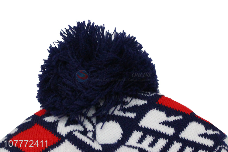 Good quality plus woolen hat fur ball warm knitted hat