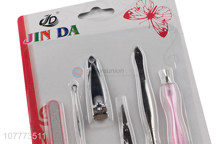 Promotional 6 pieces beauty manicure set nail clipper cuticle pusher set