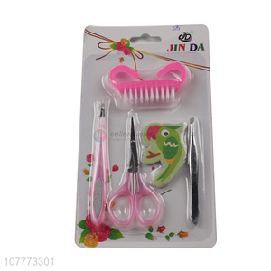 Promotional 5 pieces beauty manicure <em>set</em> <em>nail</em> <em>scissors</em> toe cleaning brush <em>set</em>