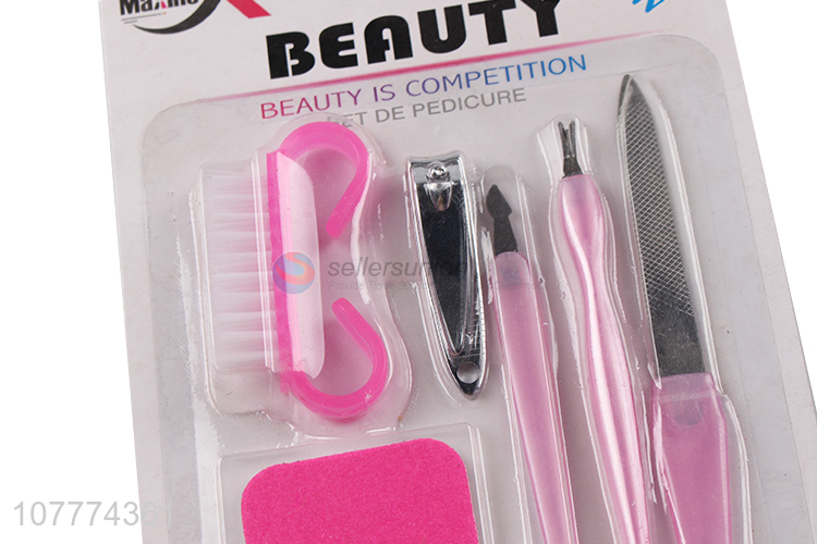 Low price 7 pieces manicure pedicure set nail cutter cuticle pusher set