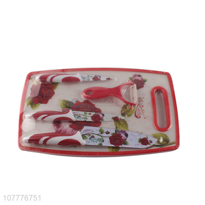 Factory direct sale household rose printing chopping board with knives