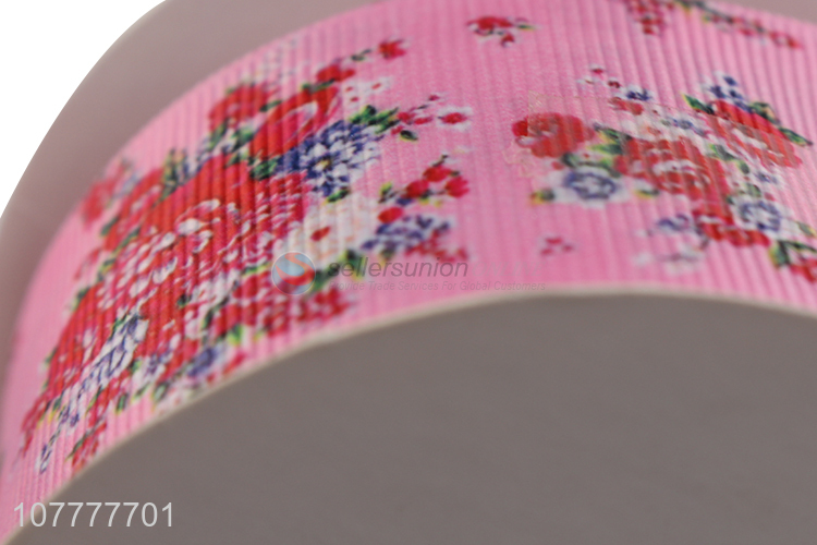 Hot sale 40mm flower pattern grosgrain ribbon garment ribbon