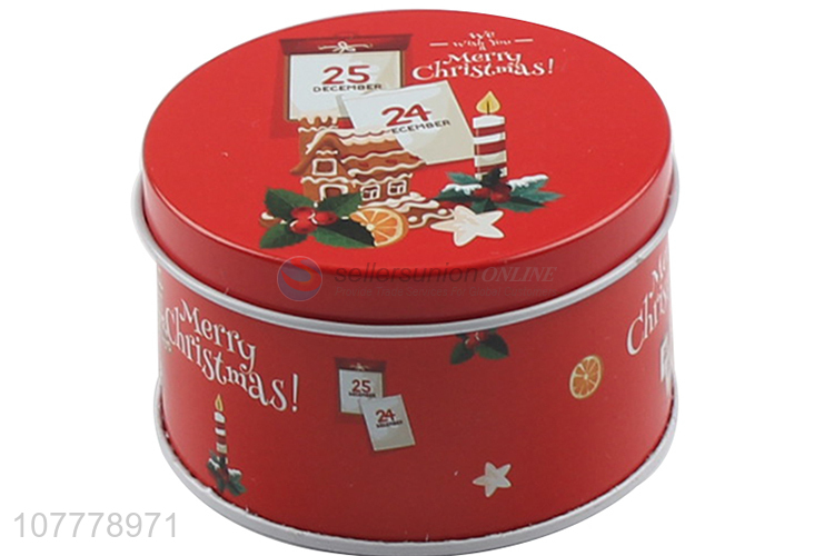 Promotional Round Christmas Decorative Packing Case Tin Can Box