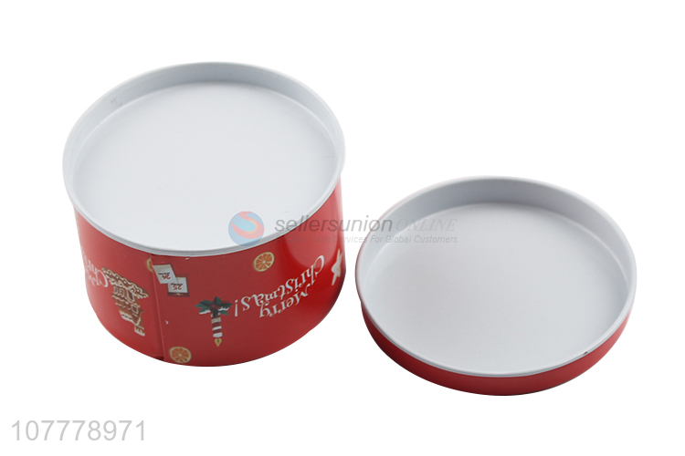 Promotional Round Christmas Decorative Packing Case Tin Can Box