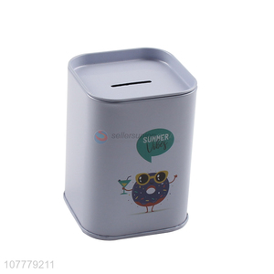 Wholesale Cartoon Animal Pattern Square Money Box Tin Box