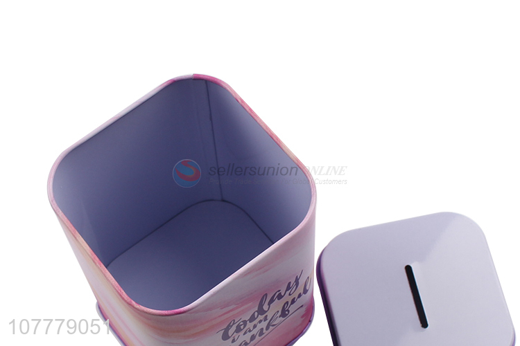 Good Quality Colorful Square Tin Can Cheap Piggy Bank