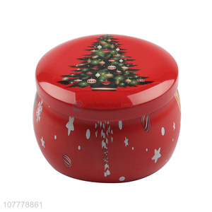 Top Quality Christmas Tree Pattern Tin Box Candle Jar Storage Jar