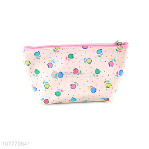 Wholesale tulip pattern pvc cosmetic bag makeup storage organizer