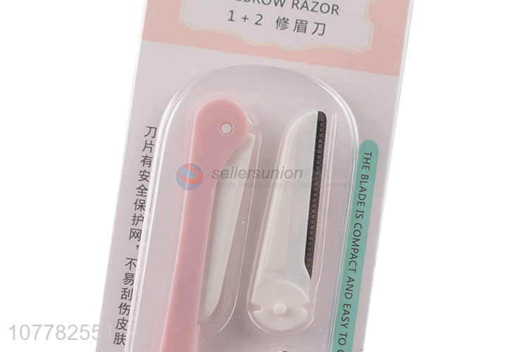 Pink stainless steel safety blade eyebrow razor