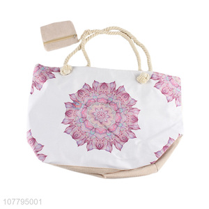 Custom Ladies Beach Bag Portable Tote Bag With Cute Coin Purse