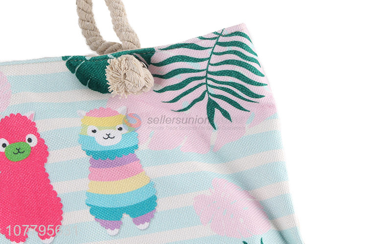 Fashion Cartoon Pattern Canvas Beach Bag Popular Shopping Tote Bag