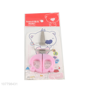 Wholesale pink bear handle safety scissors for kids