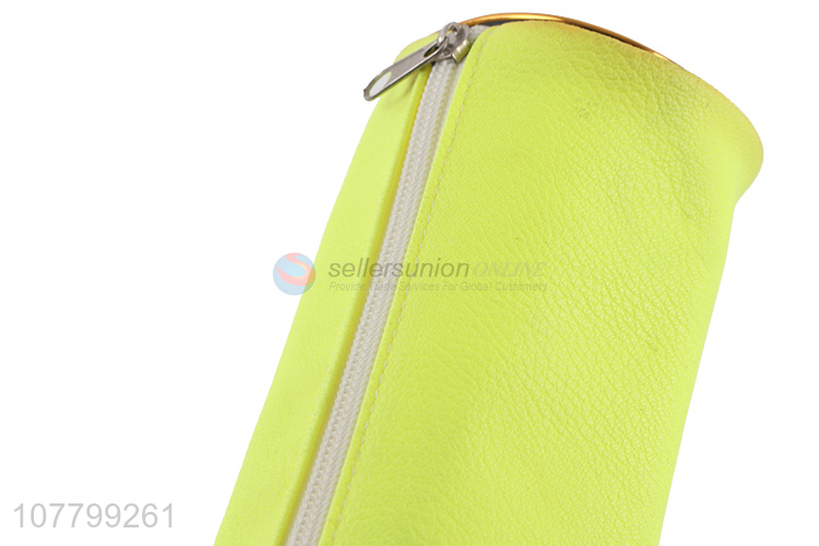 Custom Candy Color Pencil Case Leather Pen Bag With Zipper